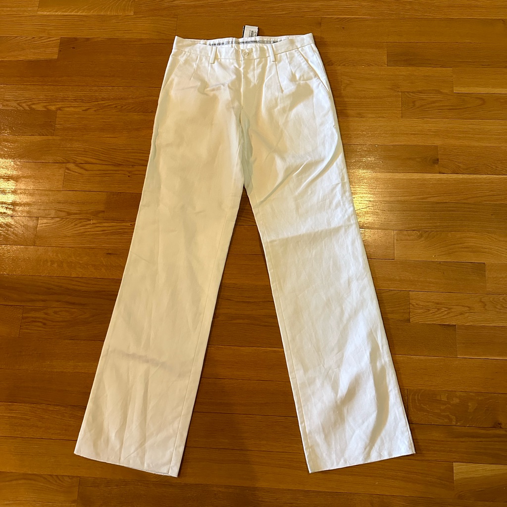 Emporio Armani Mr “A”Line Pants Linen Cotton Blend White Size 48 New